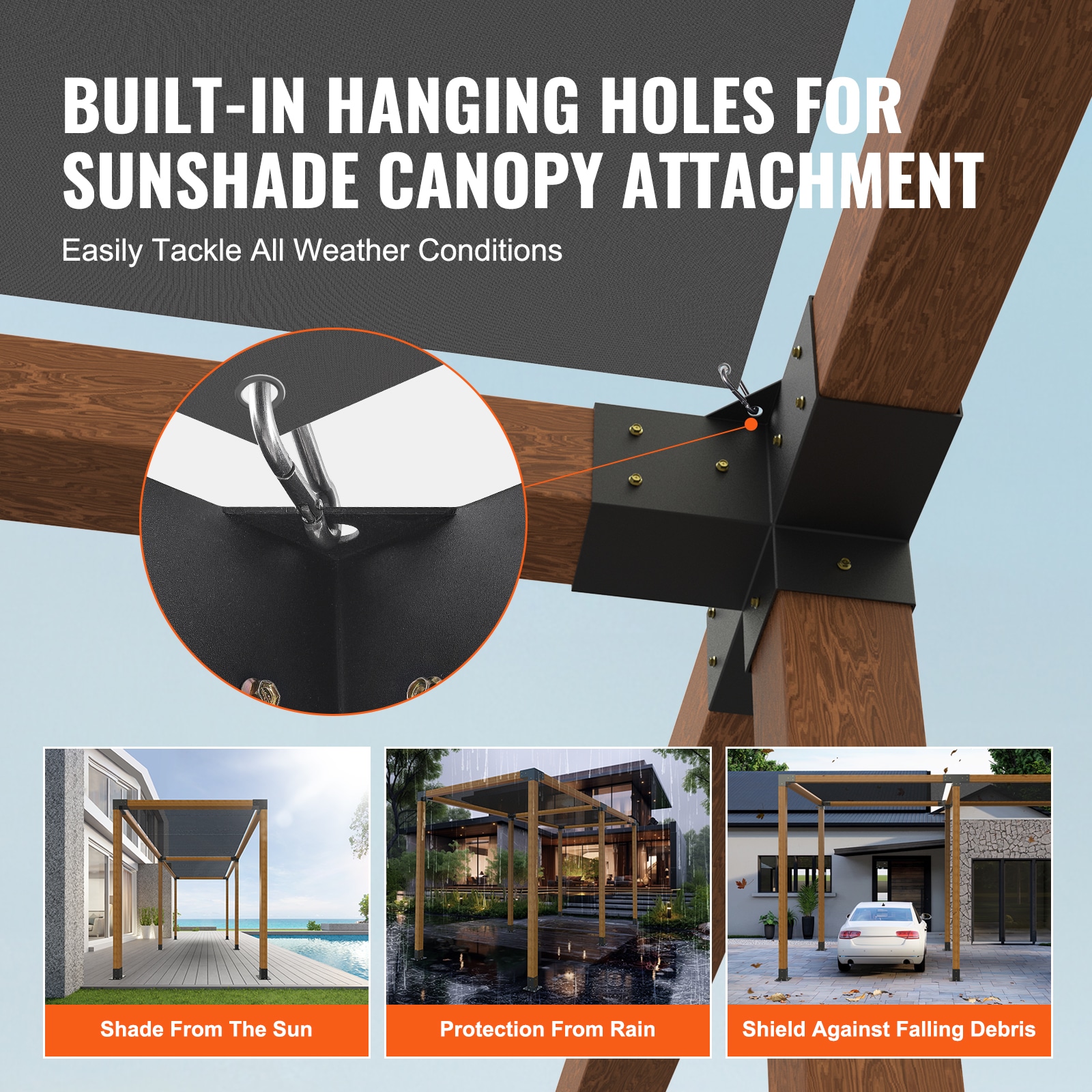 Pergola Bracket Kit 4''x4'', 2pcs 4-Way Heavy Duty Corner Bracket Woodworks DIY Post Base Kit, Easy Installation Wooden Beams For Gazebos, Patio Pergolas, Log Cabin Outdoor Pergola Hardware_maomaolike.com